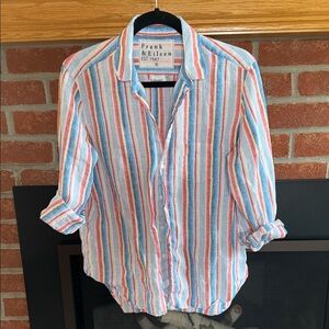 Frank and Eileen - Eileen fit classic multi-stripe linen button-up size Small